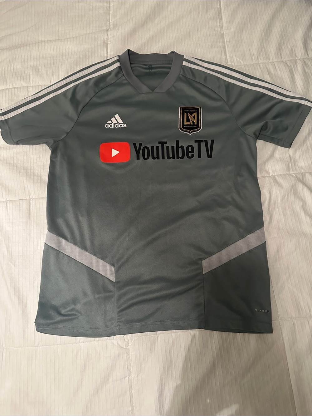 adidas Gray LAFC Short Sleeve Soccer Training Jersey with YouTubeTV Logo
